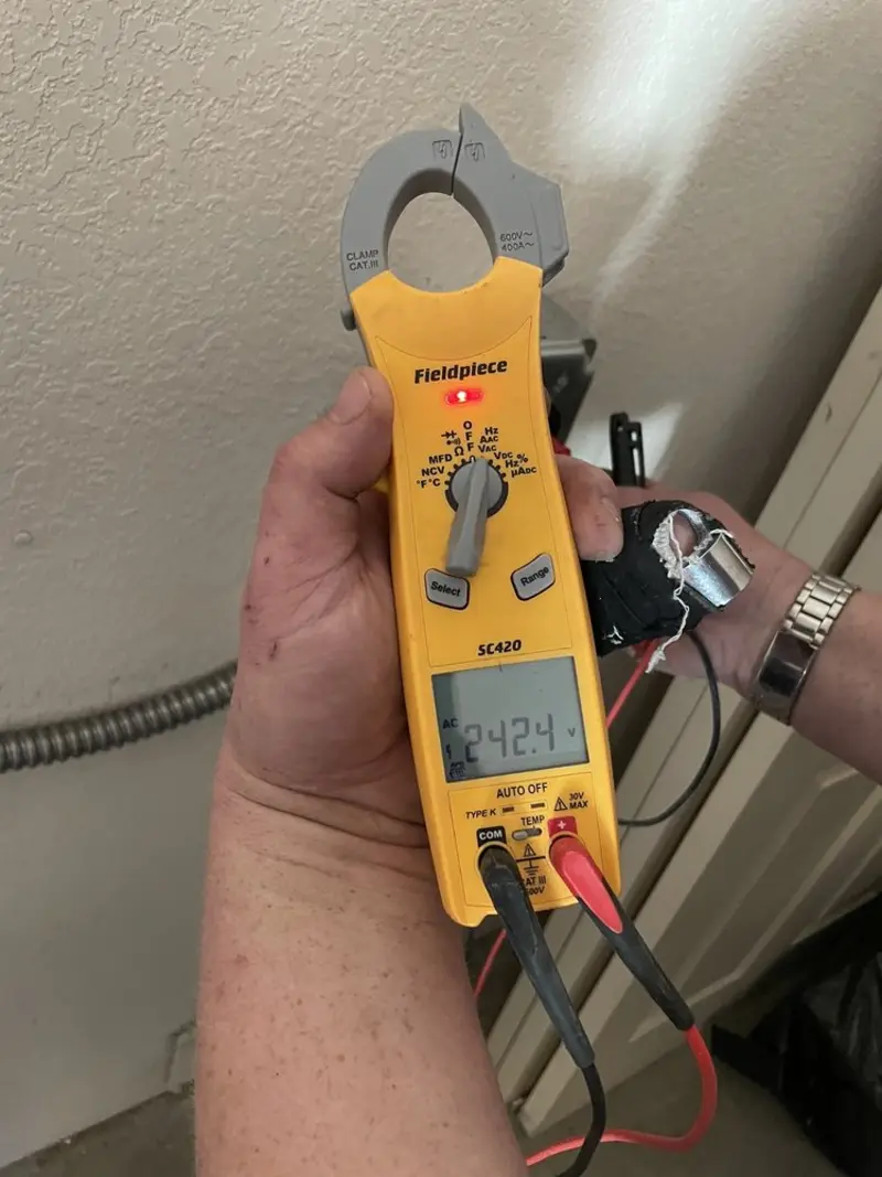 Voltage testing with clamp meter during Generator Installation in Unadilla